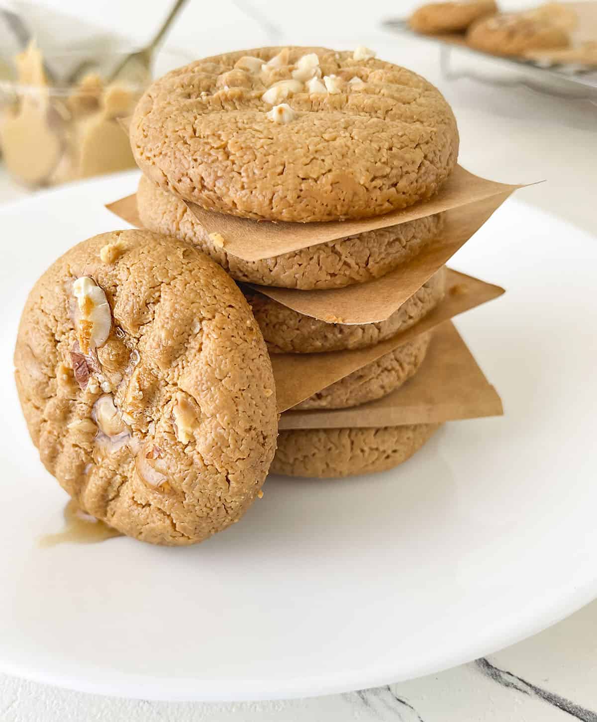 2 Ingredient Peanut Butter Cookies stacked on top of eachother.