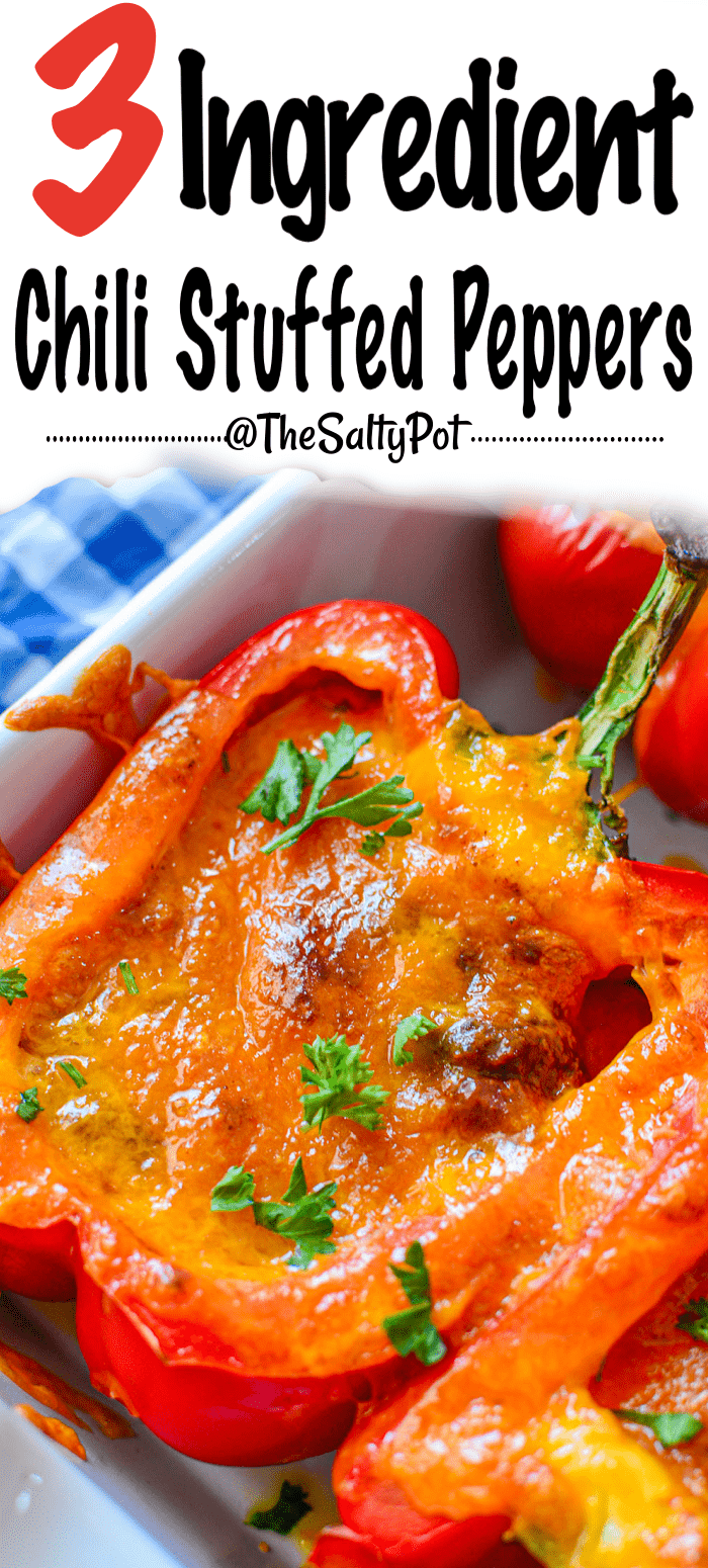 3 Ingredient chili stuffed peppers pin