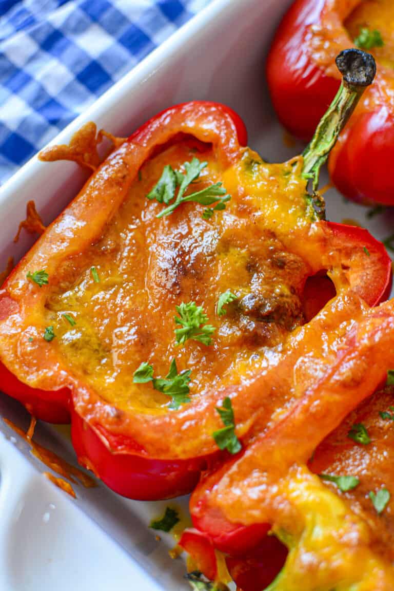 3 Ingredient Chili Stuffed Peppers