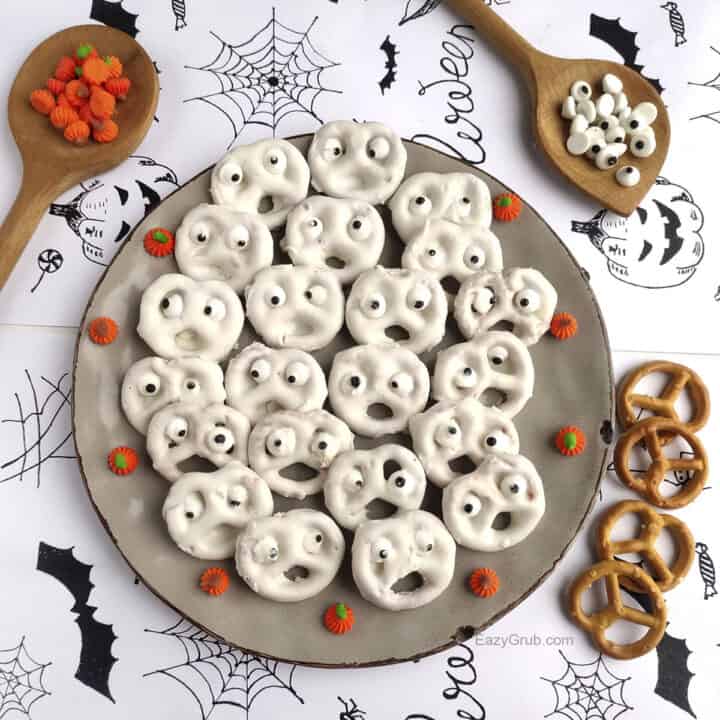 Three Ingredient Ghost Pretzels square image