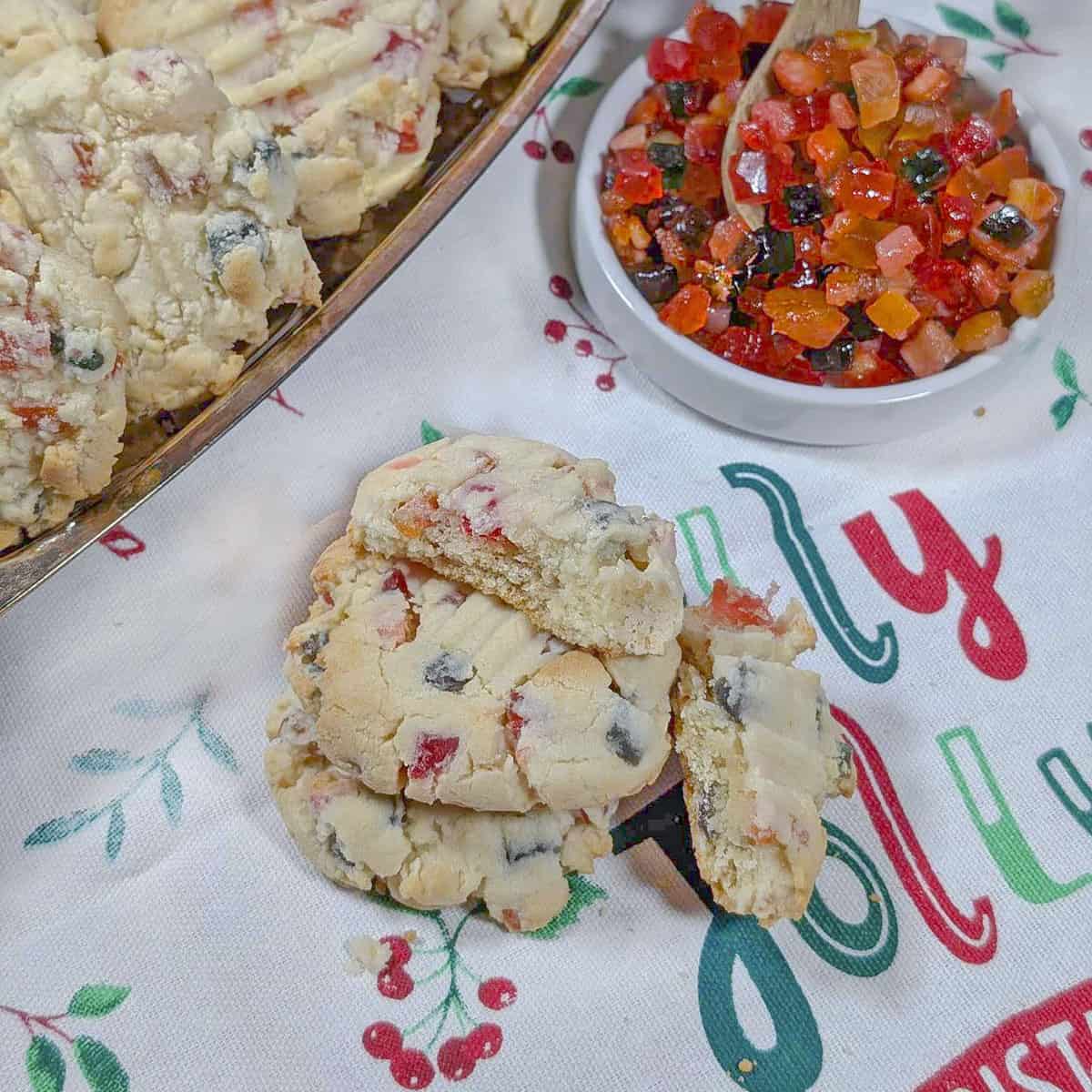 Fruit cake cookies square image.