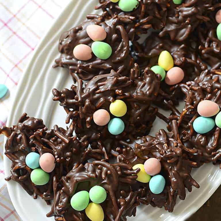 No bake birds nest cookies square image.