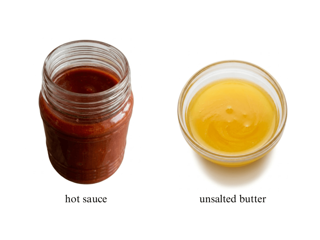 a jar of hot sauce with melted unsalted butter on its side