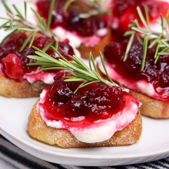 3-Ingredient Cranberry Ricotta Crostini