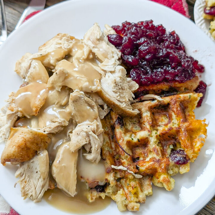 4-Ingredient Cheesy Cranberry Stuffing Waffles Recipe